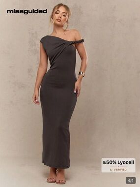 NEVER WORN Missguided One-Shoulder Maxi Dress in Dark Gray